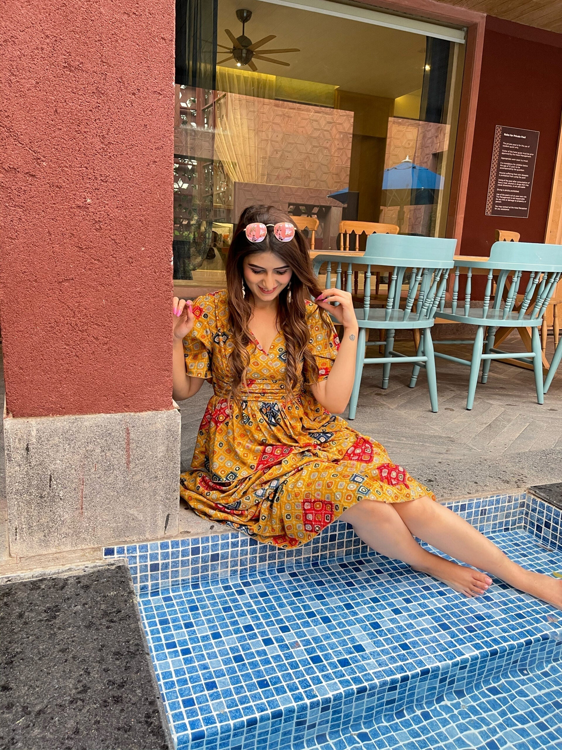 Danika bandhej knee length dress