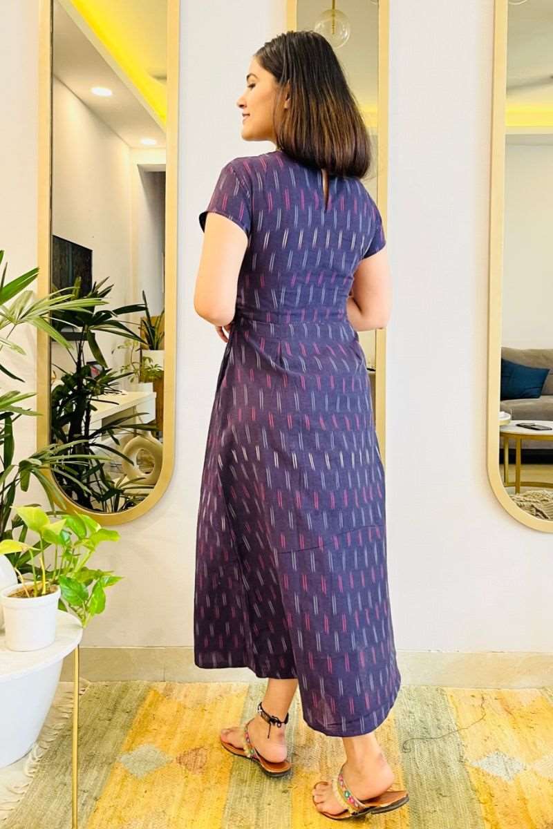 AUBERGINE IKAT SLIT DRESS