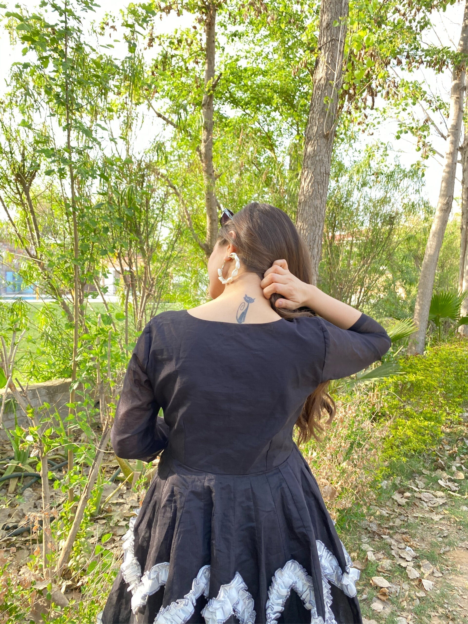 black chanderi dress