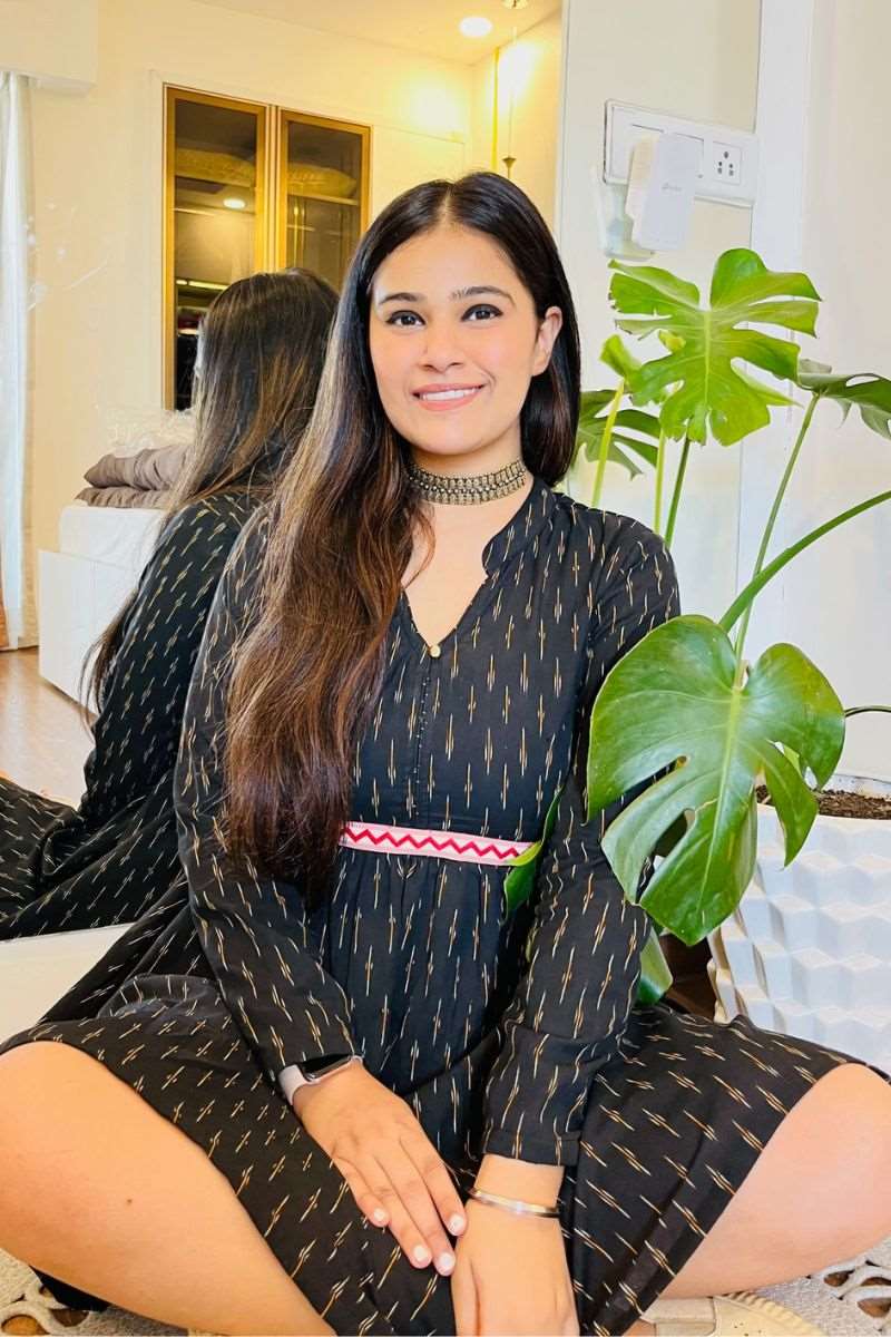 BLACK IKAT FLARED DRESS