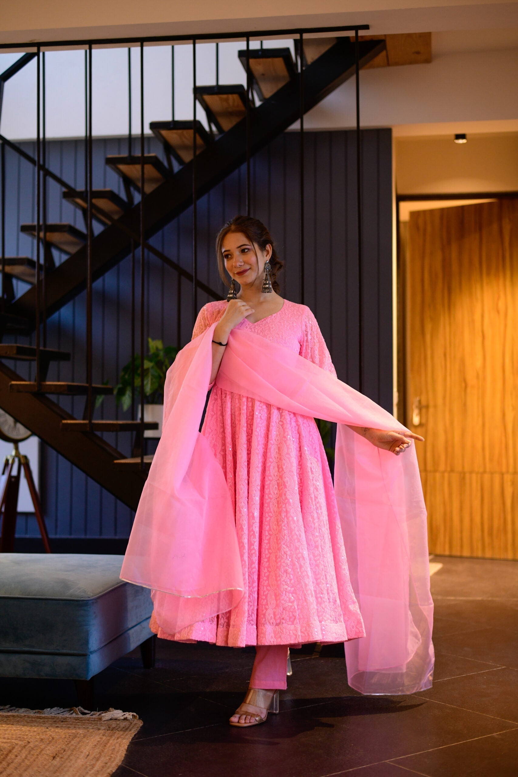 inayat baby pink embroidered suit set