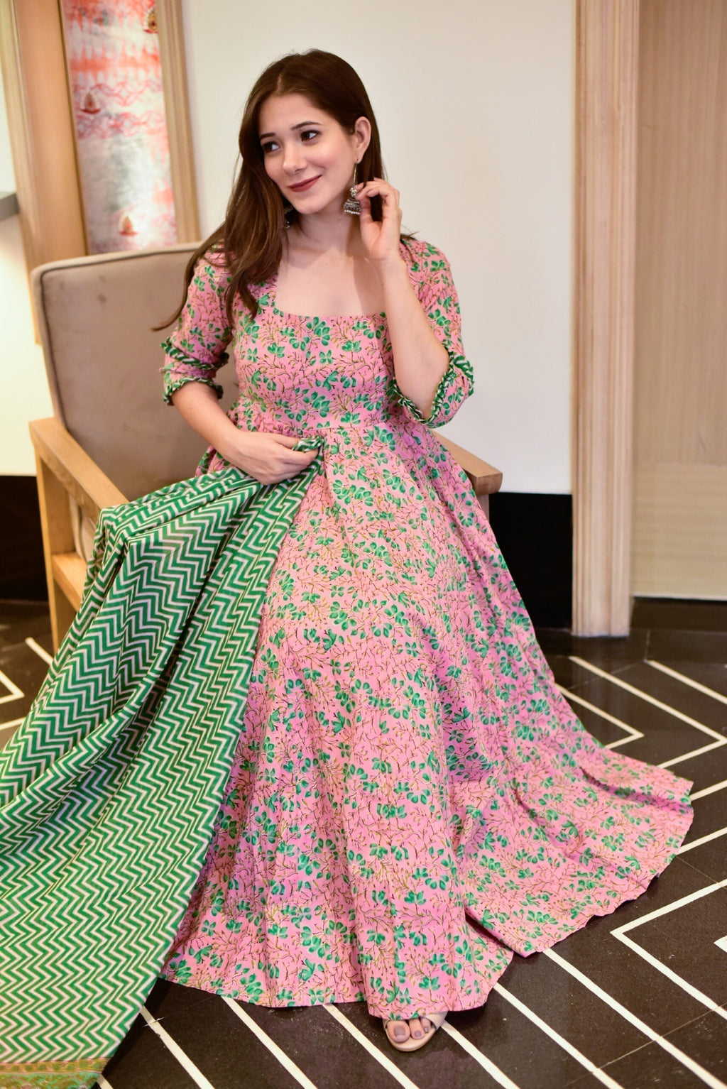 arunima pink cotton suit set