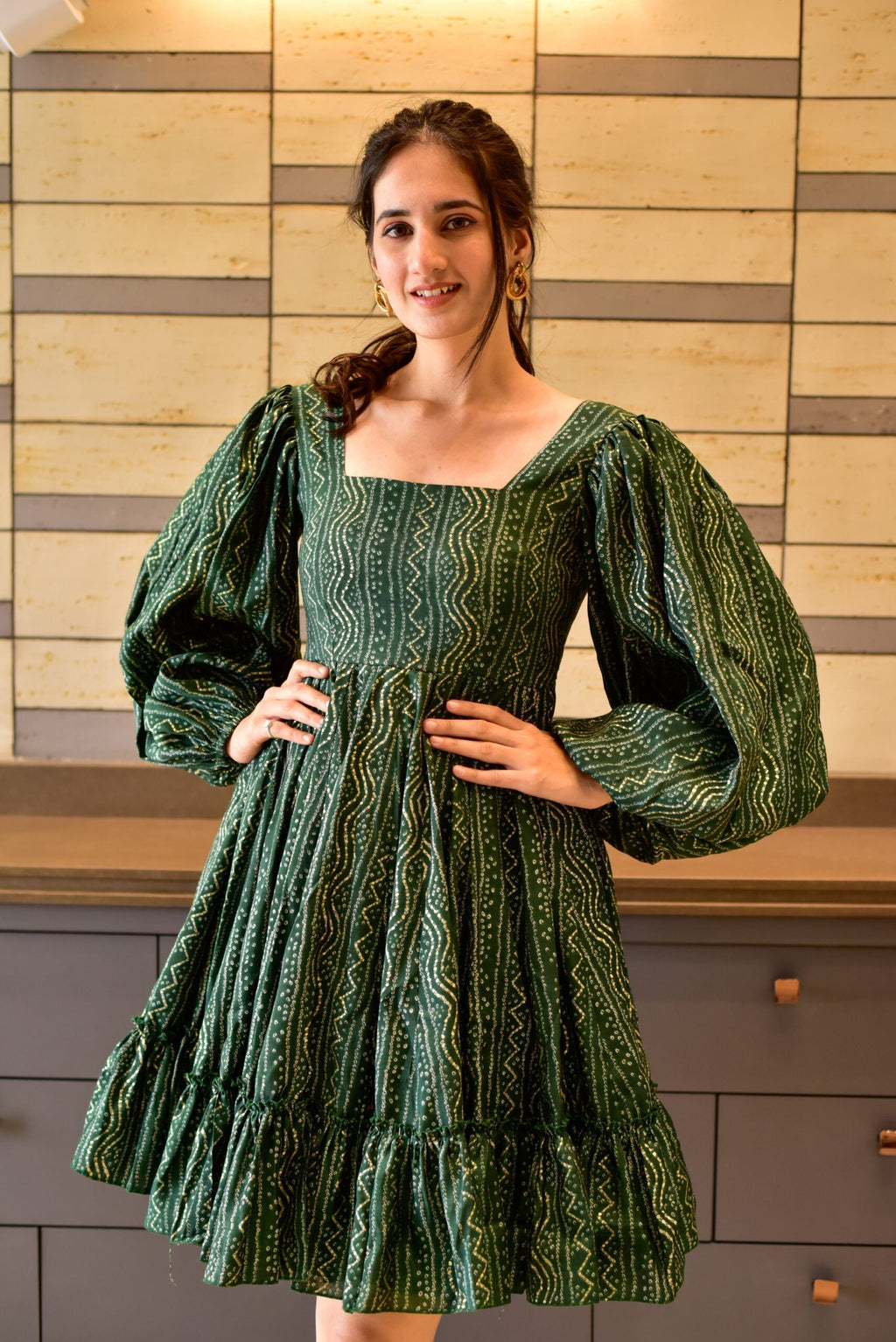 green anchal muslin dress