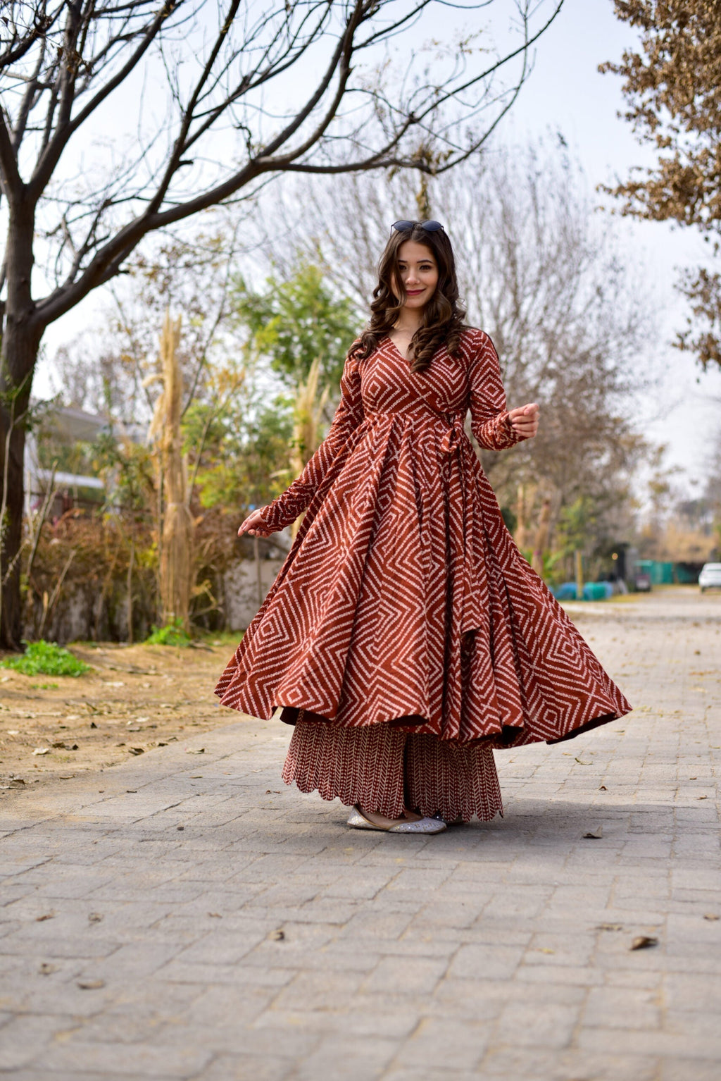 brown emerald suit set