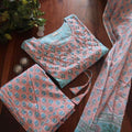 Floral  Breathable Soft Sky Relaxing Fit Cotton Suit (3 piece)