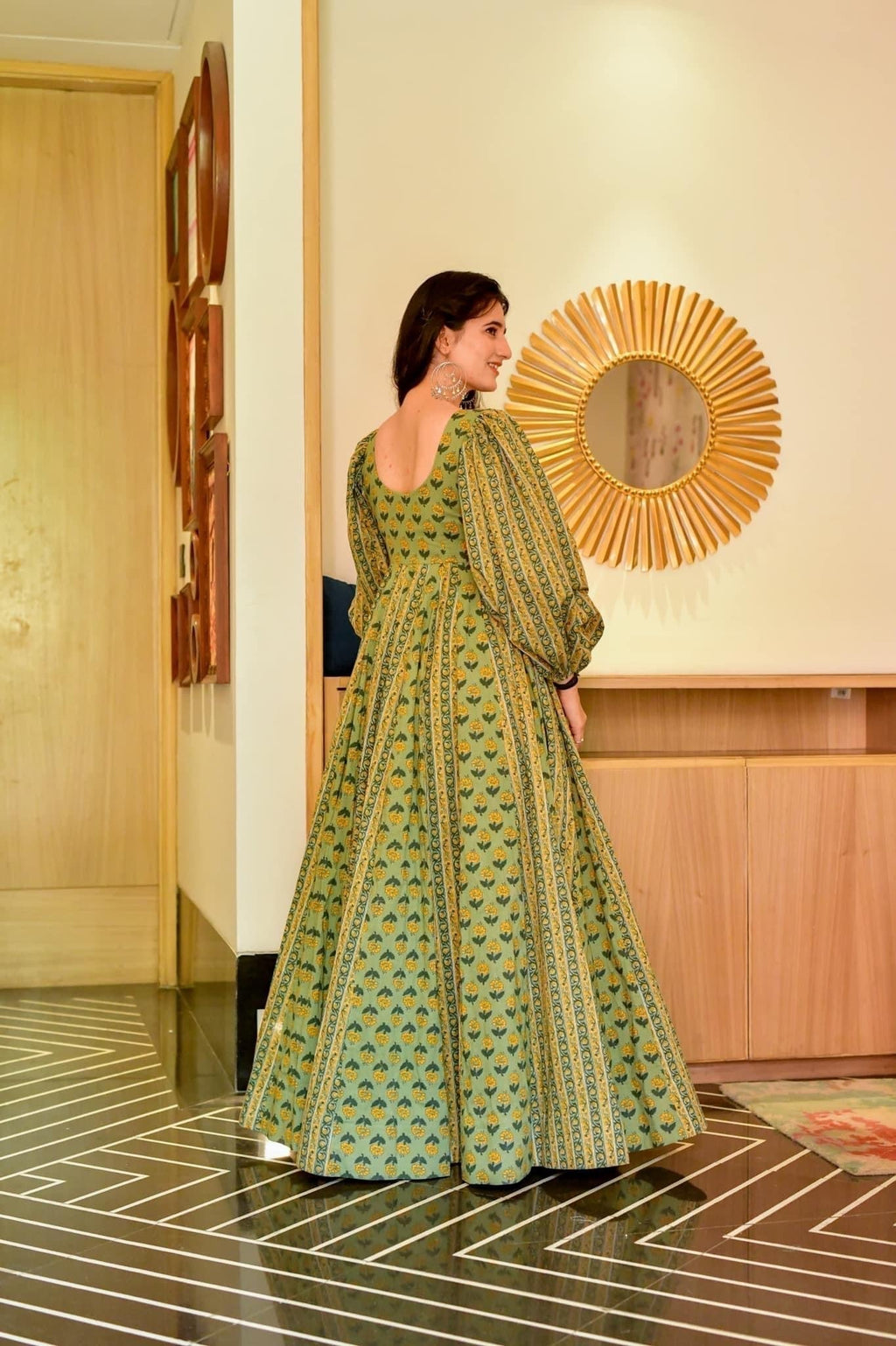 hazel green cotton maxi set