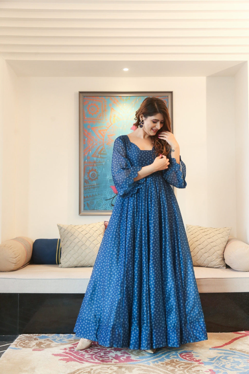 blue asmi chanderi maxi set