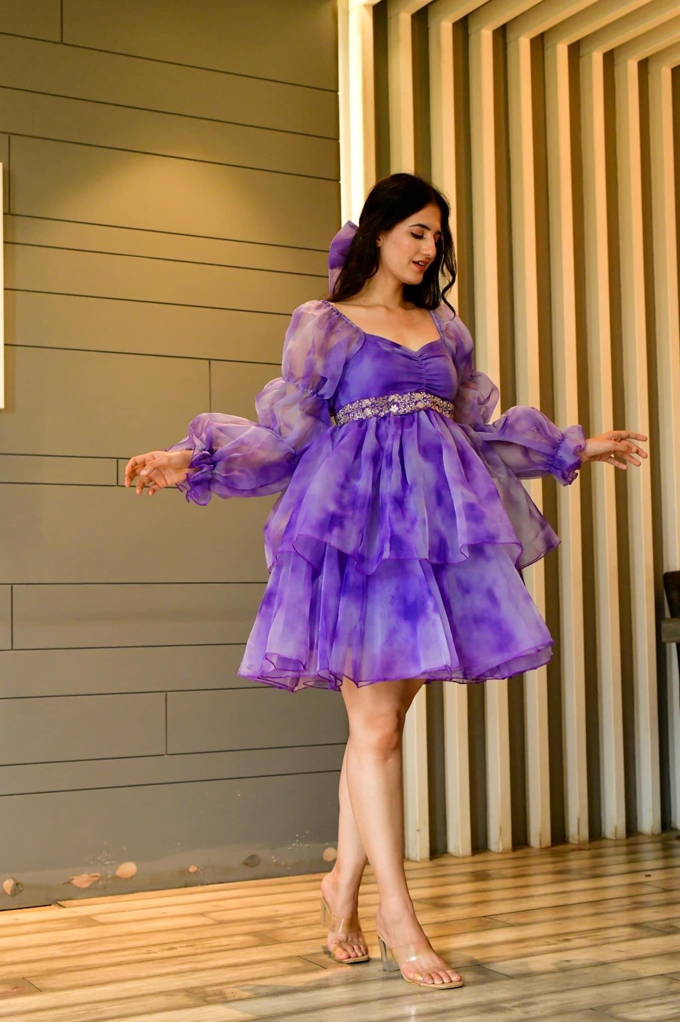 Isabella purple organza dress