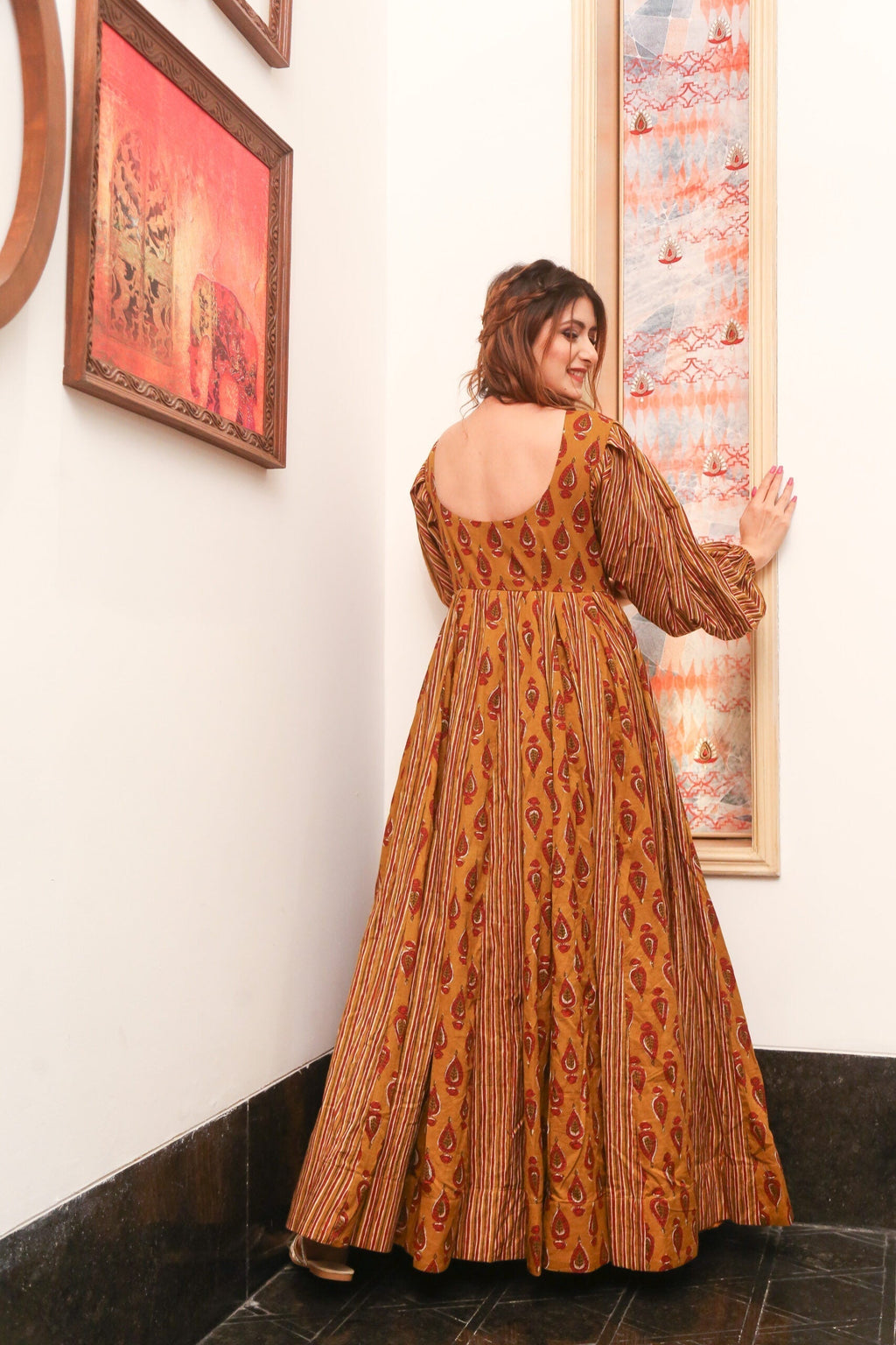 Dalia mustard cotton dress