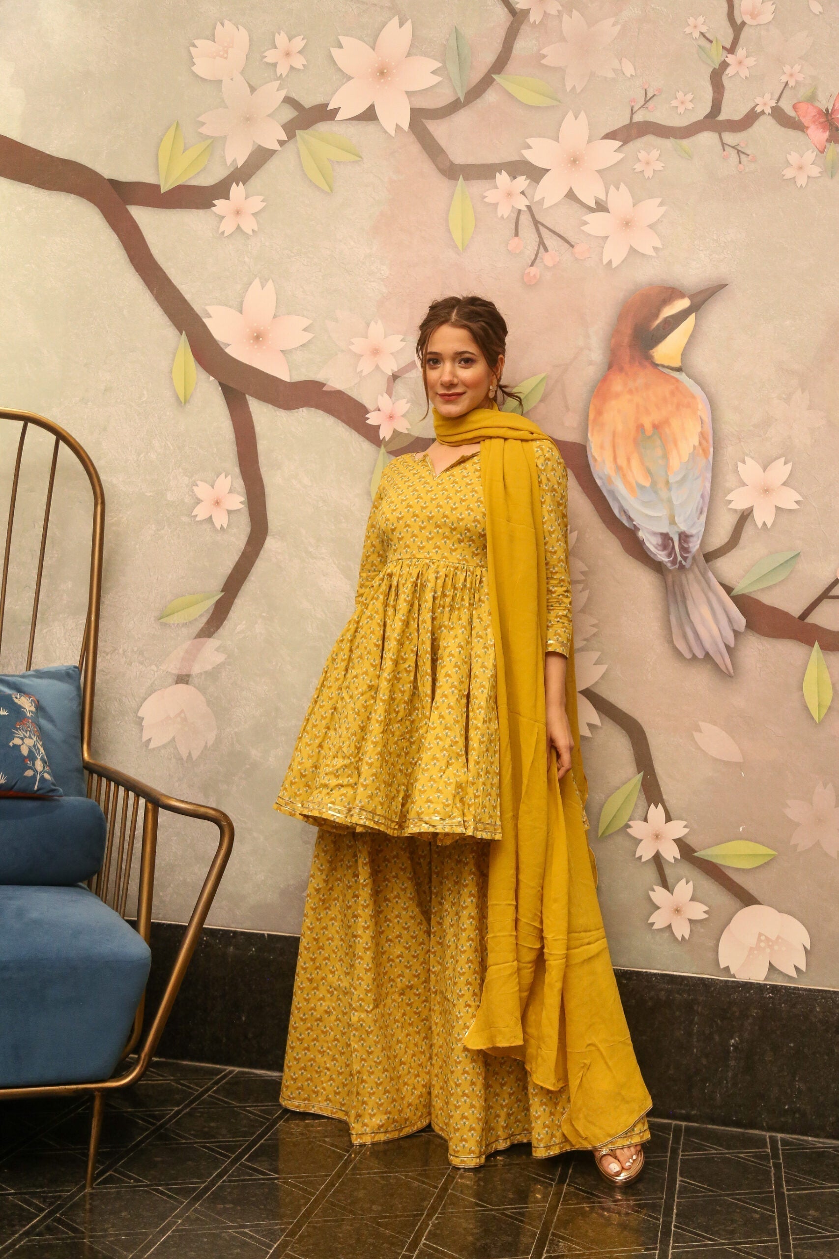 Della yellow kurta sharara set